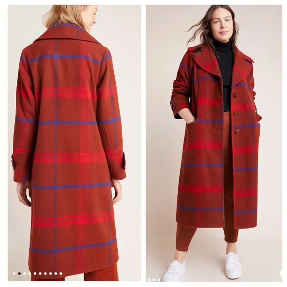 NWT! Anthropologie Plaid Jasper Coat